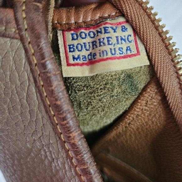 Dooney & Bourke Vintage Pebbled Leather Hobo Bag in Taupe and British Tan - Picture 10 of 14